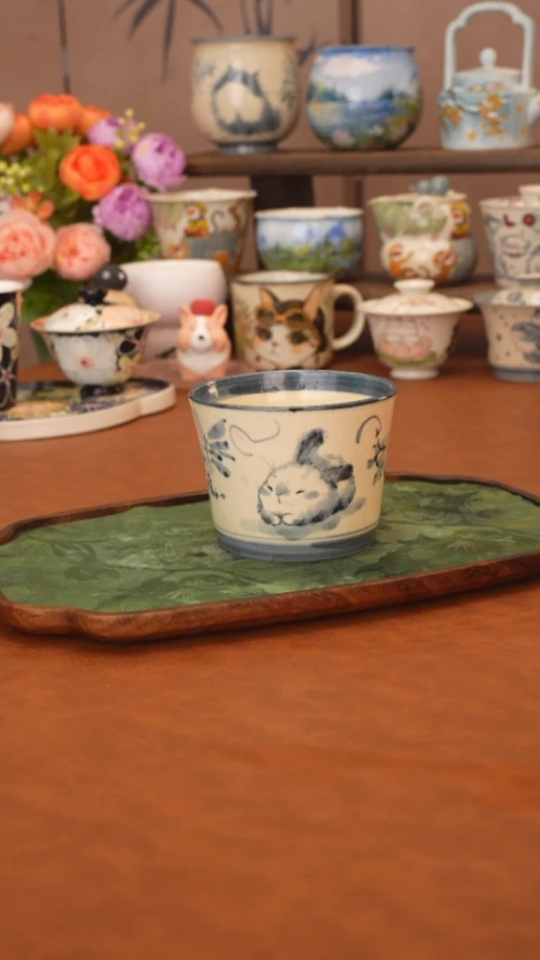 小雾垂露 兔猪口杯
