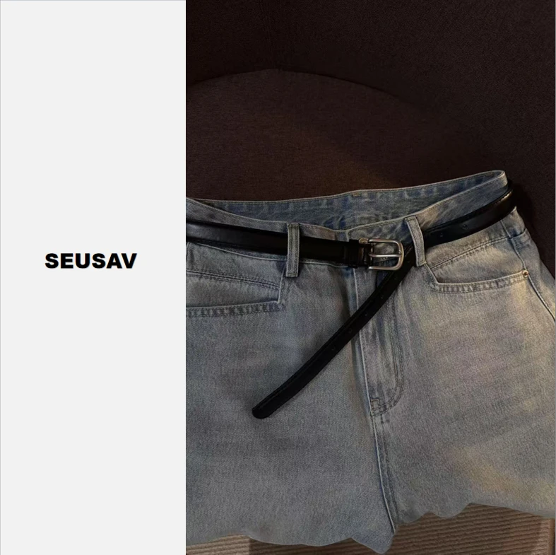 【笙箫家】九分无弹直筒牛仔裤  韩系气质时尚四季款