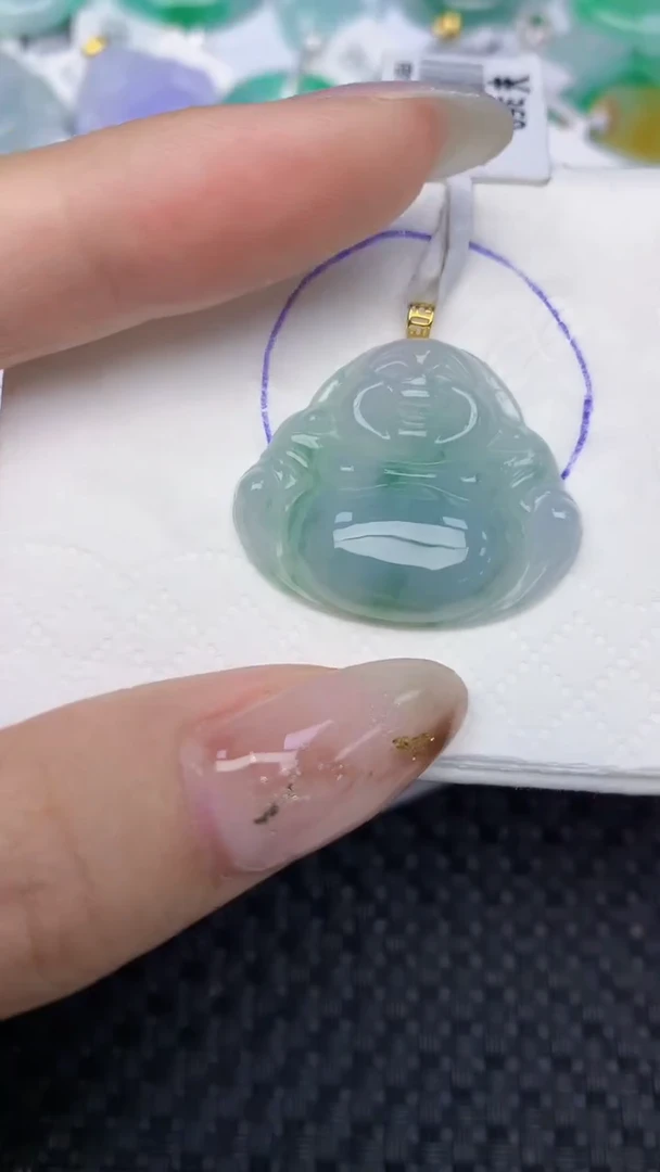 颈饰18K金镶嵌翡翠天然缅甸翡翠a货百元以上9元证书费自理