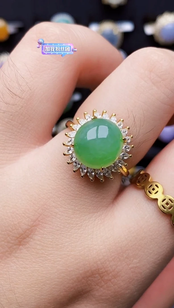 银S925镶嵌戒指翡翠8269