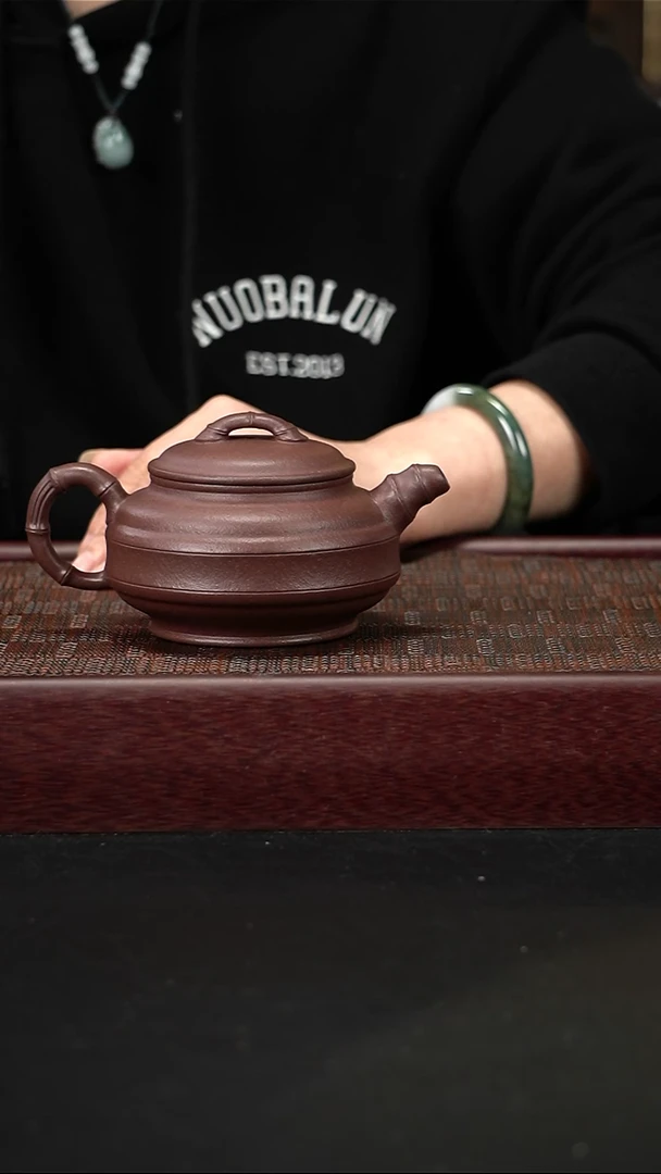 茶壶紫砂XJ底槽青 双线竹鼓