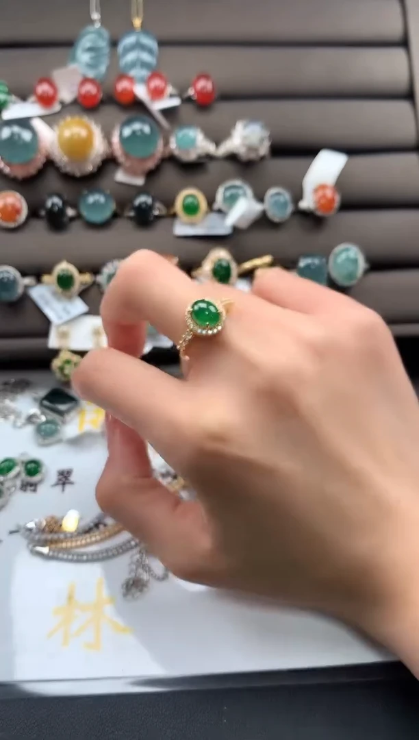 【闪购商品】翡翠戒指银S925镶嵌53453453