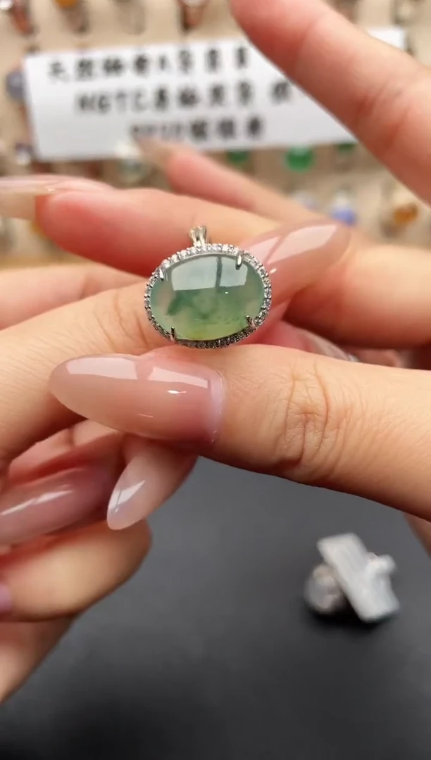 银S925镶嵌戒指翡翠一物一证一礼盒