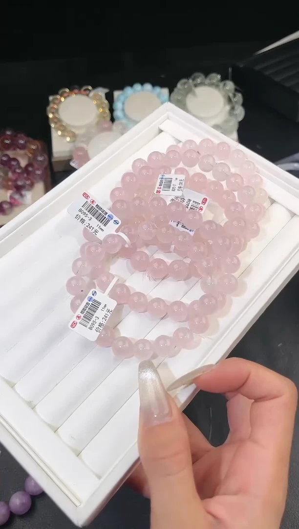 【闪购商品】水晶手链未镶嵌多样性发一粉晶10mm