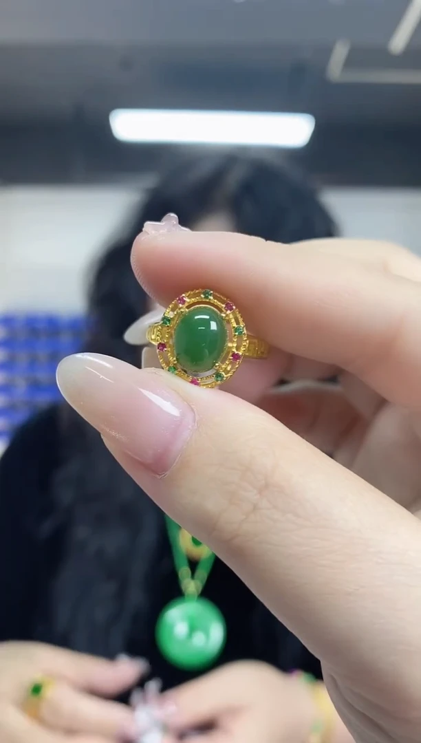 【闪购商品】和田玉银S925镶嵌戒指多样性发其一颜色微差