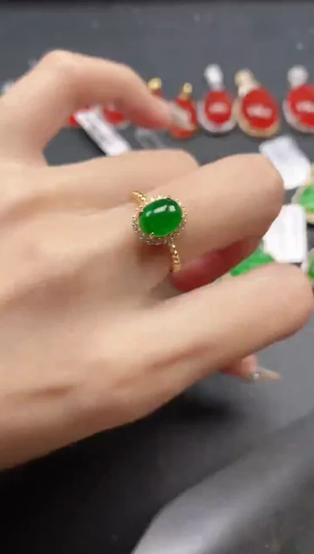 银S925镶嵌戒指翡翠51511