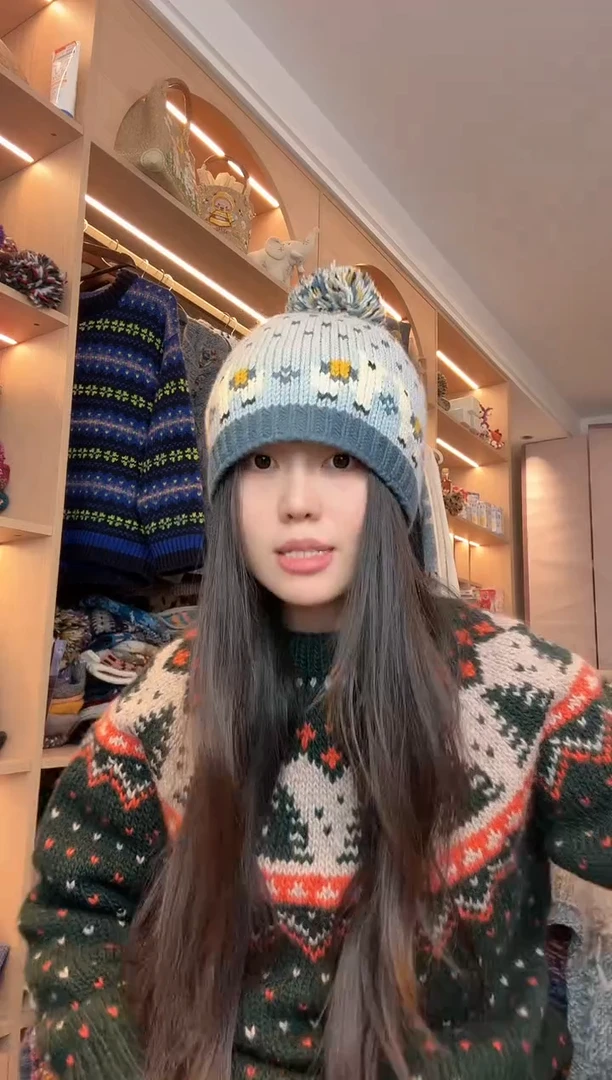 美丽如蓝色羊驼帽