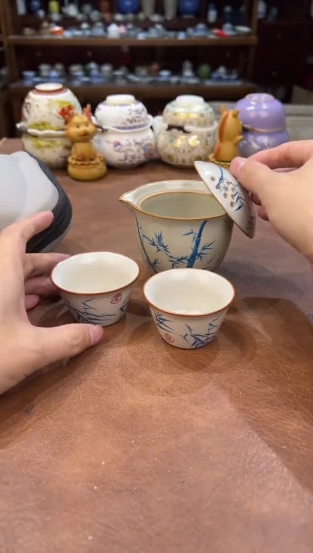 真的很便宜超好看会开片的旅行茶具