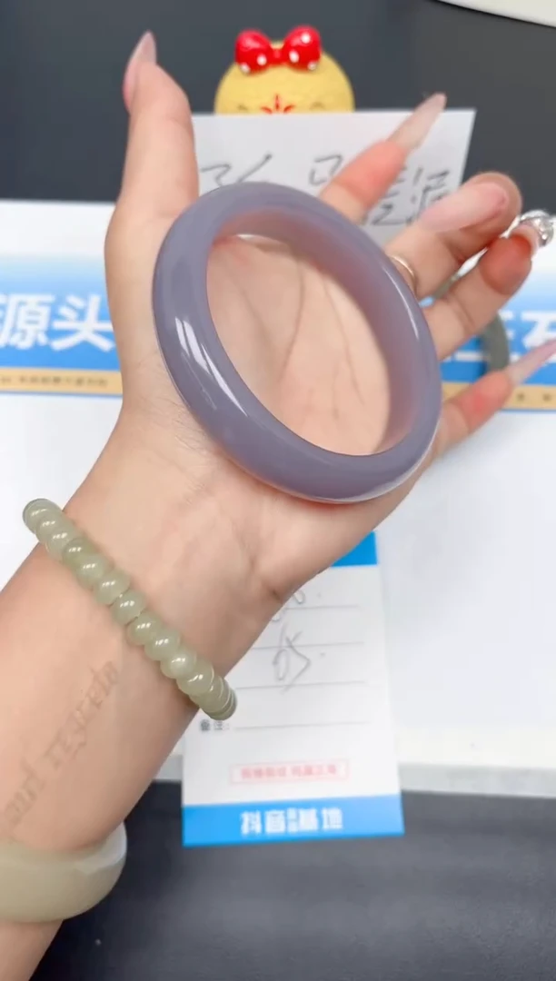 未镶嵌手镯和田玉60-烟紫65