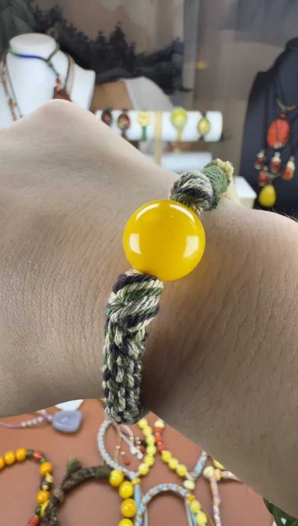 未镶嵌蜜蜡裸石蜜蜡圆珠手绳