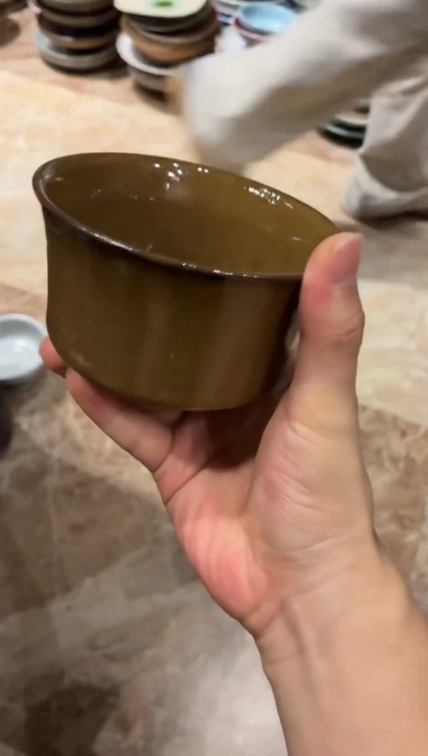 瓷片猫**儿7黑金竹节饭碗1个