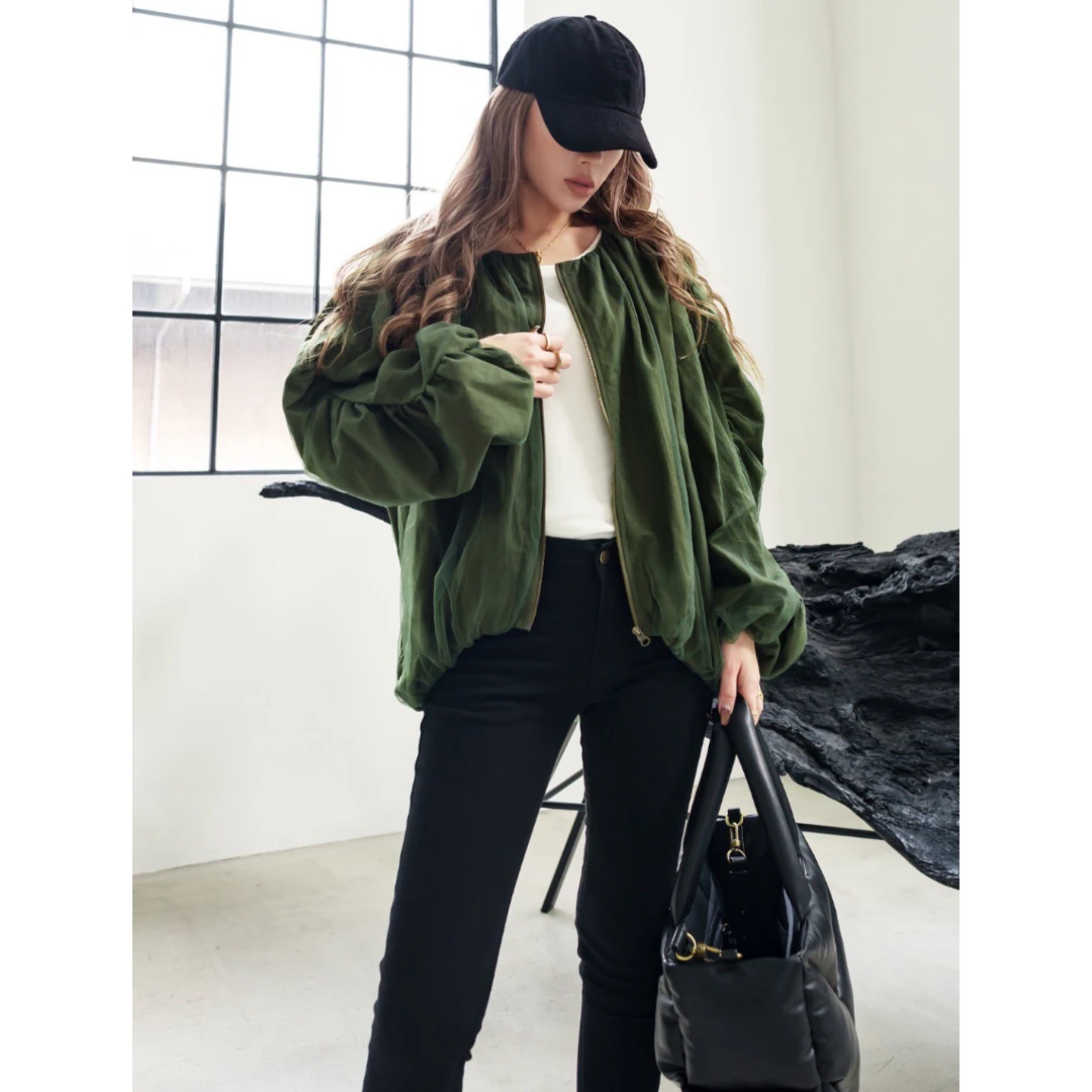 【DD外贸】 宽松 G 休闲春季百搭灯笼袖外套长袖上衣春秋