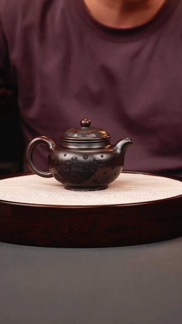茶壶紫砂古红泥麒麟掇只