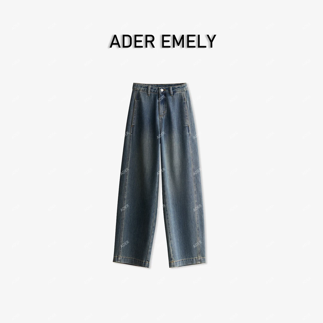 ADER EMELY/日本三菱三醋酸X汗麻侧缝分割宽松廓型牛仔裤TB2919