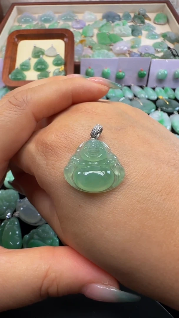 吊坠(不含链)18K金镶嵌翡翠D*佛公