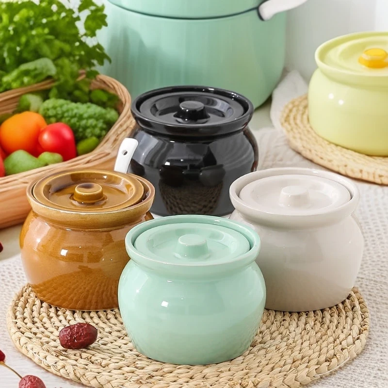 陶瓷隔水炖盅家用蒸盅炖罐煲汤瓦罐煨汤中式慢炖带盖个性创意简约