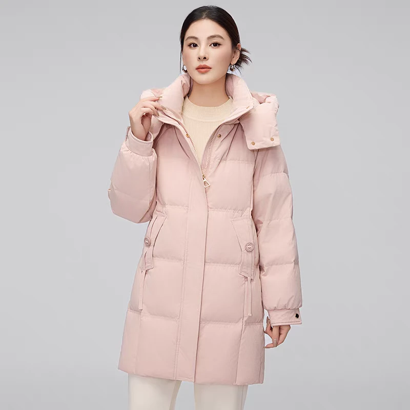 【金堂火狐狸】C56285女士时尚休闲秋冬立领带帽中长款棉服棉衣