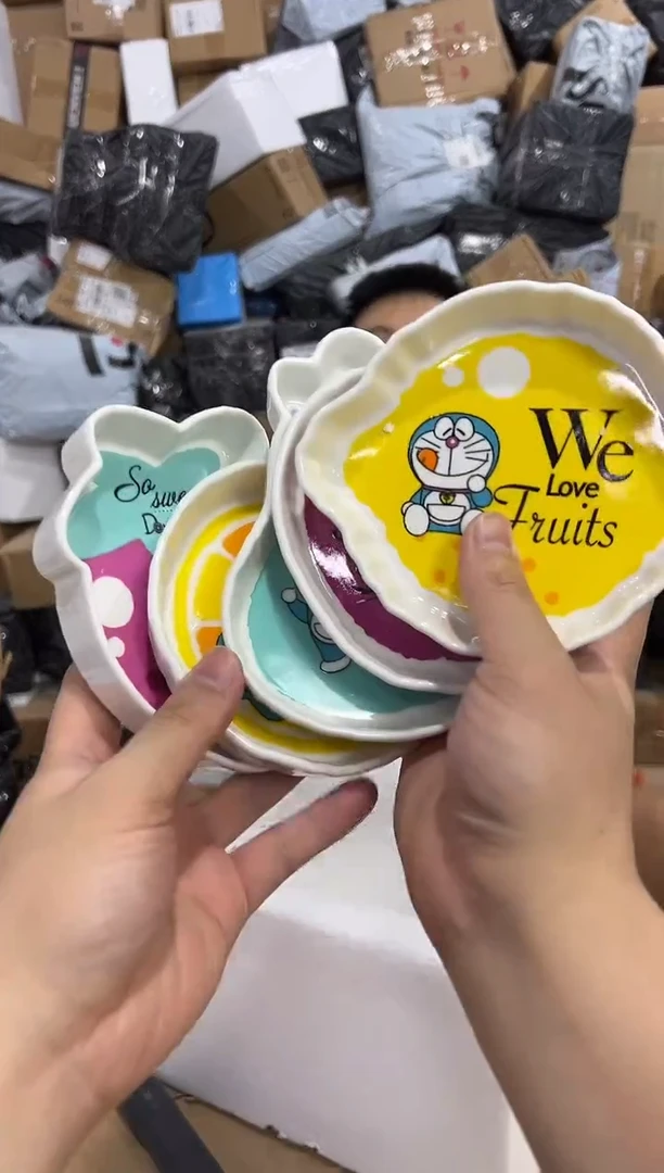 瓷片叮当猫水果盘5件套
