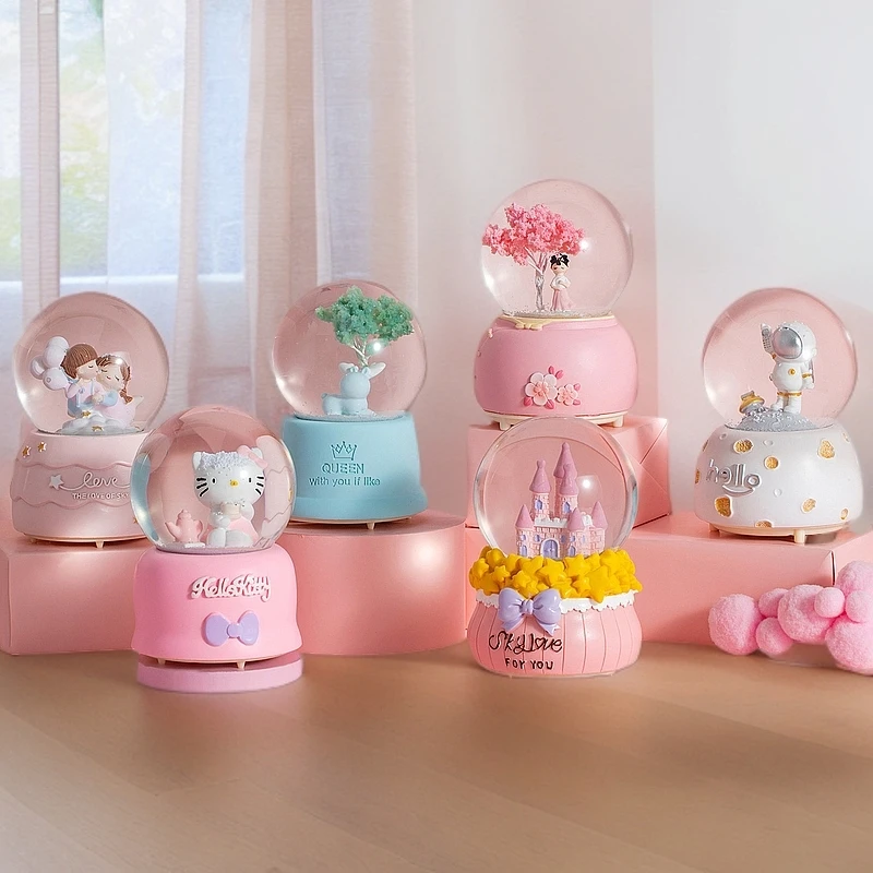 送女生礼品发光梦幻水晶球雪花摆件音乐盒闺蜜水球生日礼物儿童节