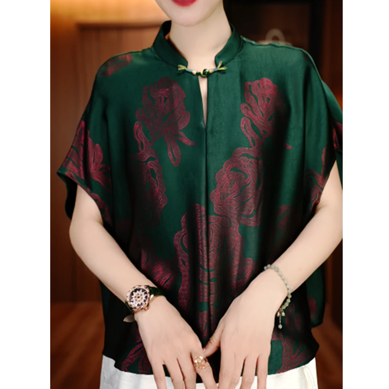 春夏衬衫女时尚显瘦优雅洋气气质休闲印花百搭衬衫V25P556