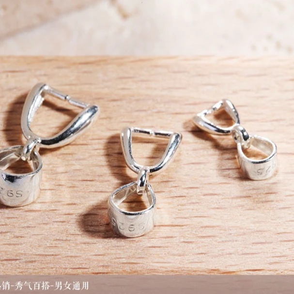 925银银制品 银扣5mm半成品配件s925纯银吊坠扣瓜子扣夹扣项链扣