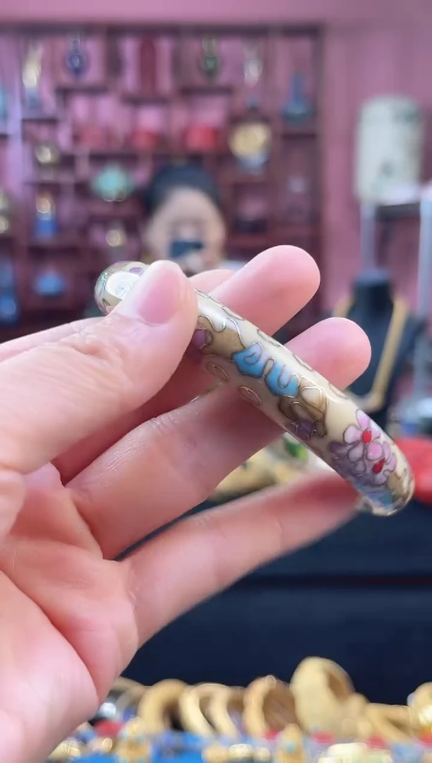 非遗 景泰蓝手镯 米色60 1.2