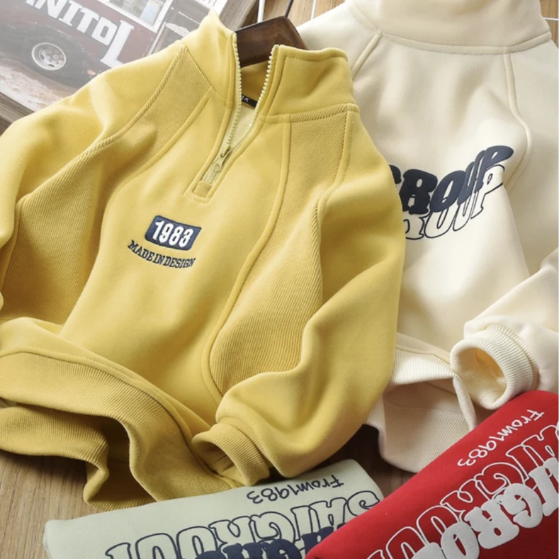 儿童卫衣半拉链上衣2025春秋新款加厚保暖6695