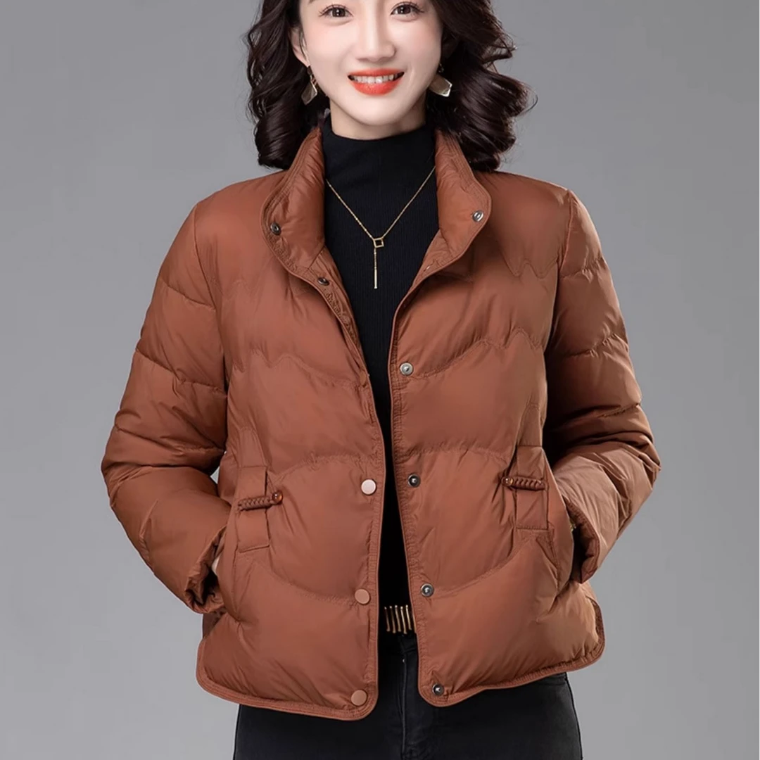 短款羽绒服女2025冬季新款小个子高端轻薄白鸭绒保暖立领洋气外套