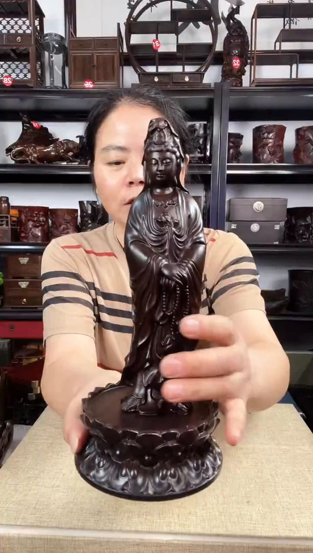 木双层莲花小号+观老李红木工艺品