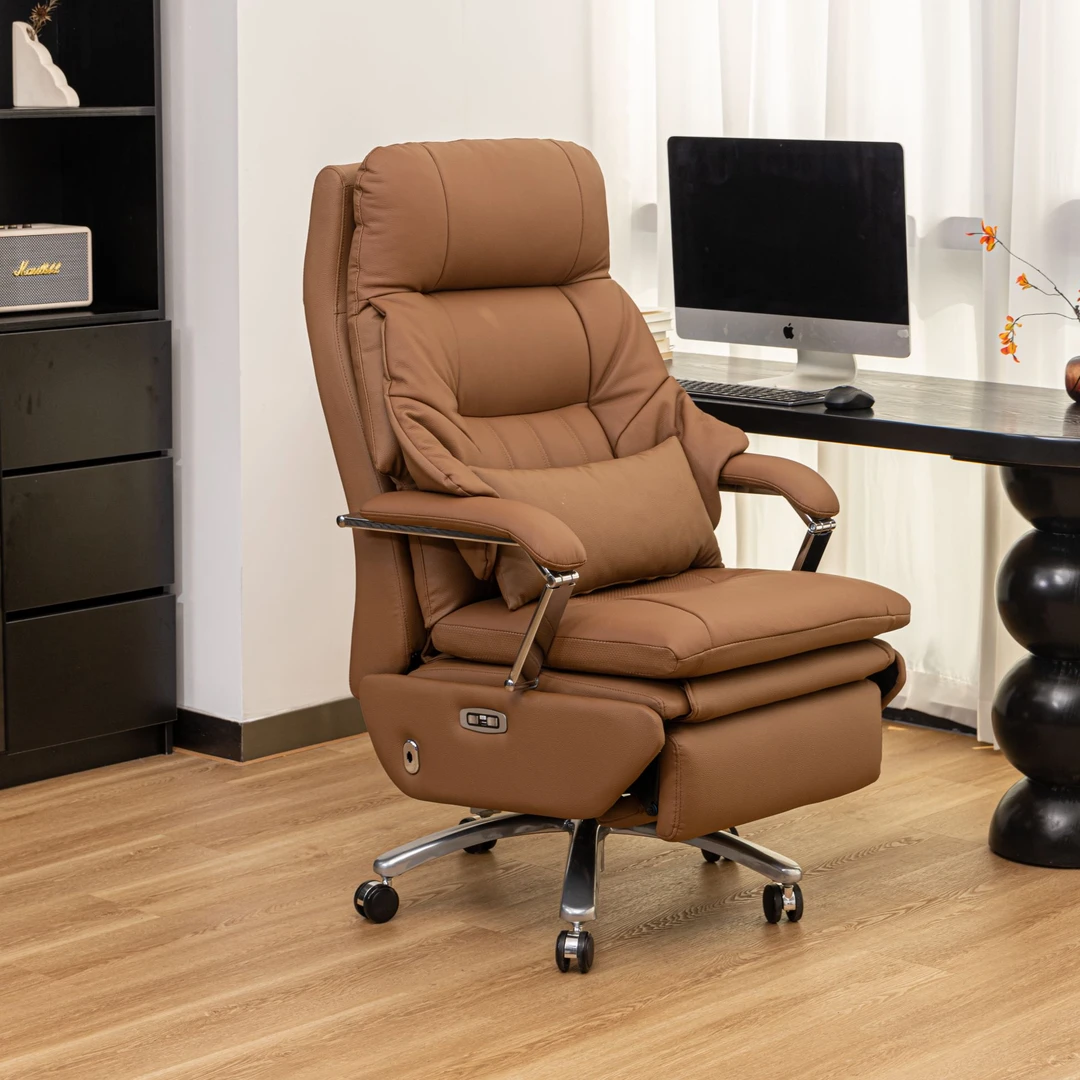 bogese伯格森电动按摩加长腿托真皮办公椅电脑椅老板椅