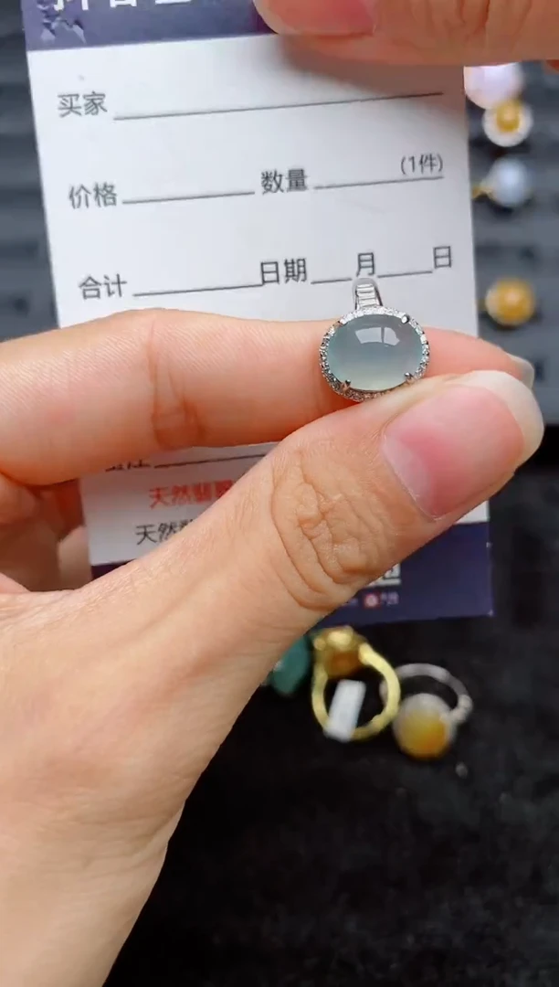 银S925镶嵌戒指翡翠1