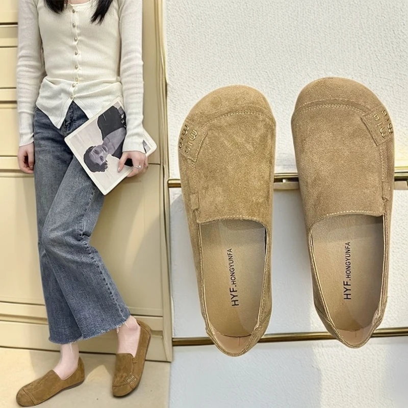 乐福护士厚底平底防滑豆豆春秋夏天软底皮鞋款式2025今年流行鞋子