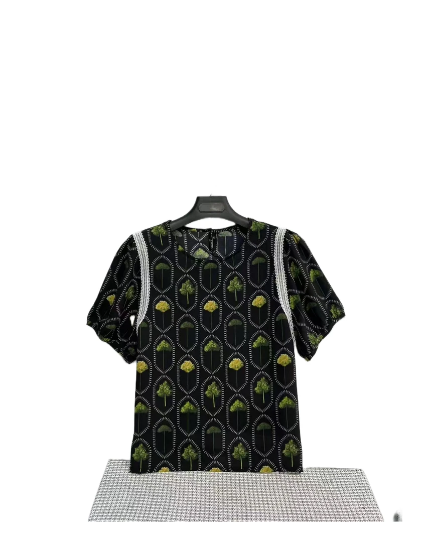 3691  休闲  植物图  时尚  设计感  百搭  小衫