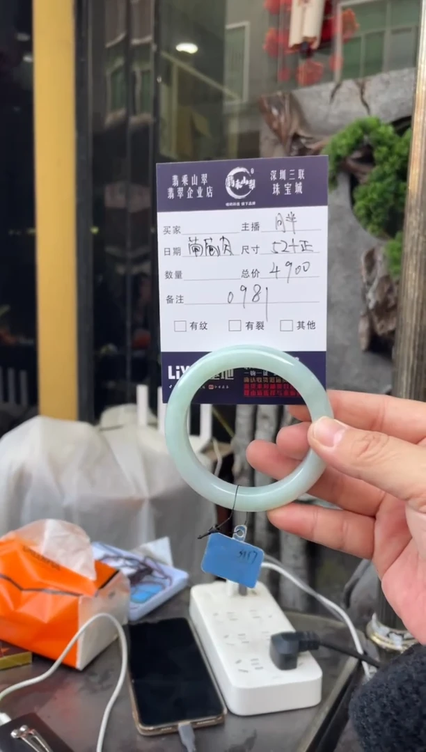 未镶嵌手镯翡翠W 52正圈 0981