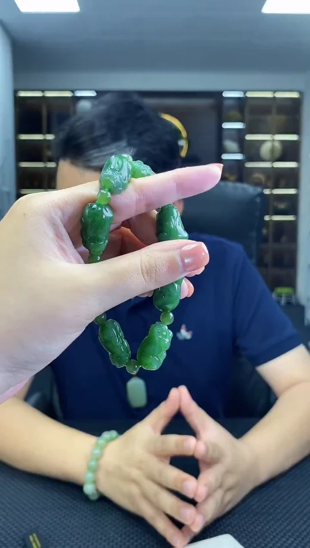 颈饰未镶嵌和田玉碧玉貔貅手串