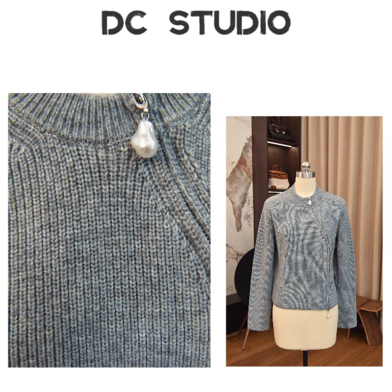 DC STUDIO【无人区玫瑰】2024秋冬新款百搭拉链设计圆领针织毛衣