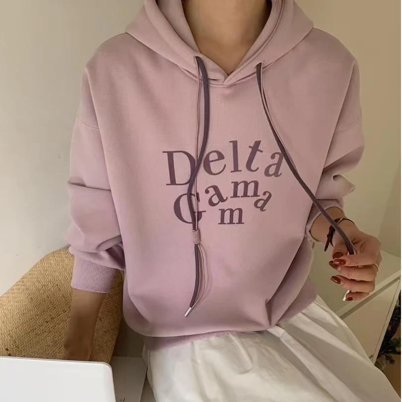 韩版休闲连帽植绒连帽卫衣2025春季新款复古气质宽松百搭上衣