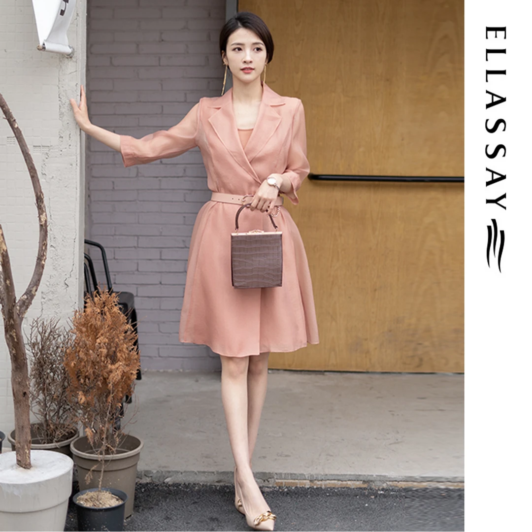 【零感风衣】歌力思新款风感波粒水雾纱气质连衣裙EWU353F00100