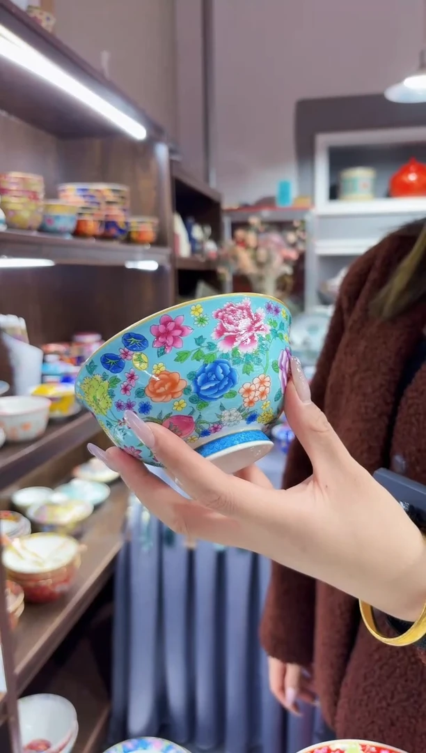 珐琅4.5英寸饭碗10个景德镇餐具