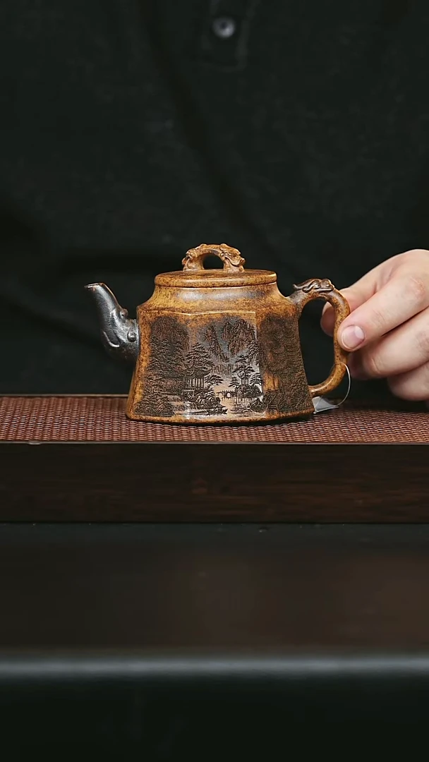 茶壶紫砂宜兴紫砂 金钟 280cc 龙骨金砂 李志刚h013