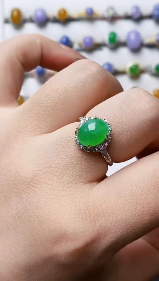 银S925镶嵌戒指翡翠0043