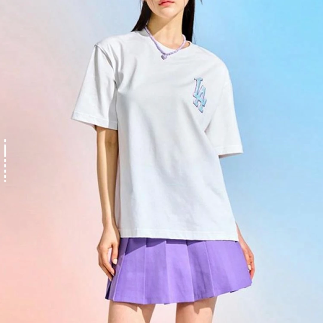 MLB 复古字母印花夏季新款潮流时尚百搭休闲短袖T恤男女3ATSL0233