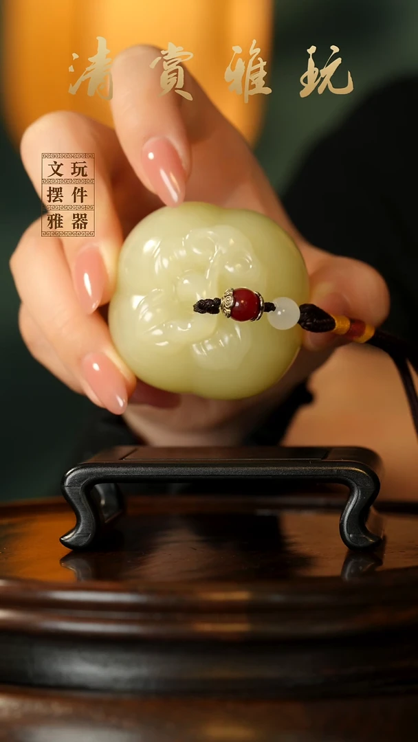 玉《柿柿如意》手把件摆件