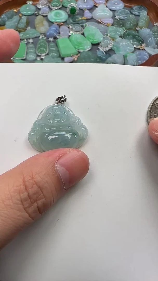 翡翠18K金镶嵌吊坠(不含链)佛公