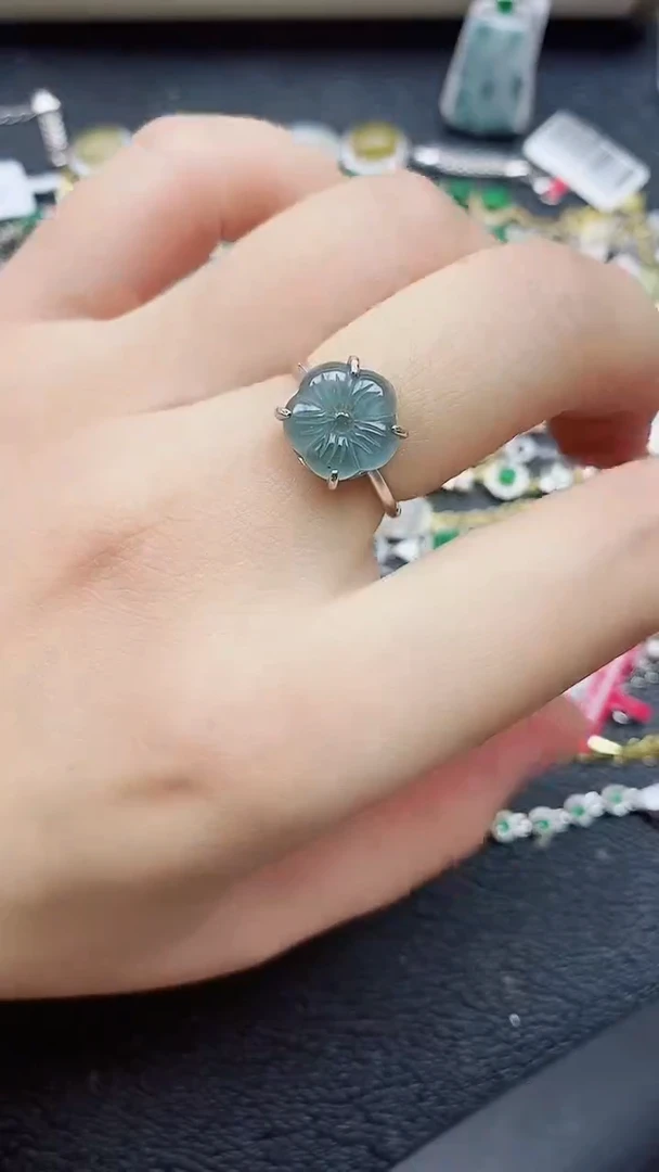 银S925镶嵌戒指翡翠1