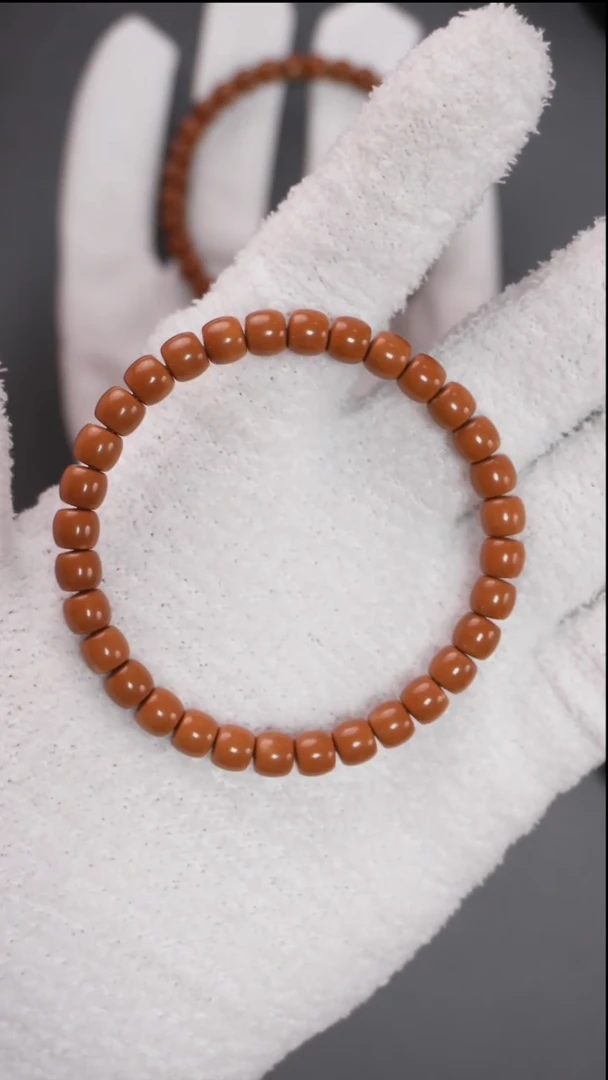 手串橄榄核星辉 7.2mm老挝高红核极限弧面无白微三花印记核尖手串