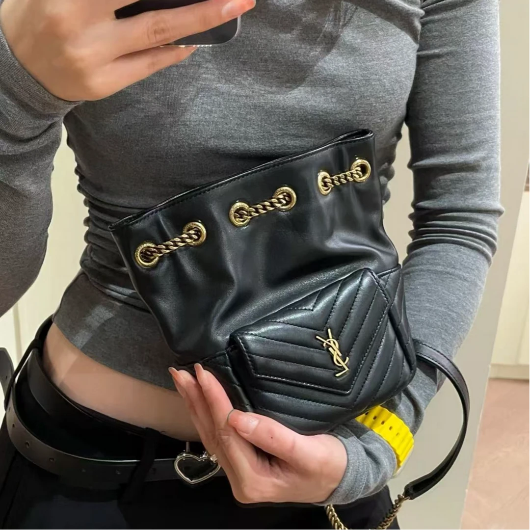 95新 YSL/圣罗兰 坤球奢选 圣罗兰mini水桶斜挎包
