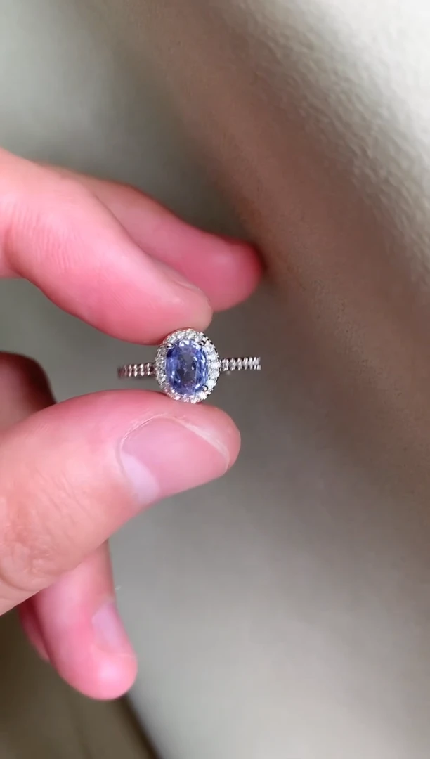 蓝宝石戒指银S925镶嵌蓝宝石戒指