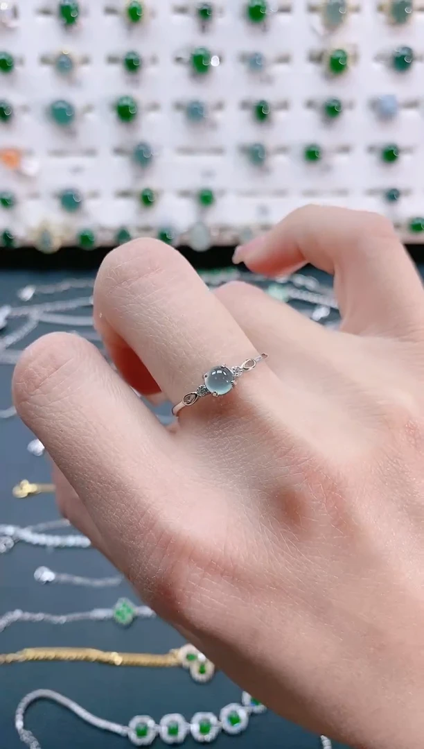 【闪购商品】翡翠戒指银S925镶嵌天然翡翠