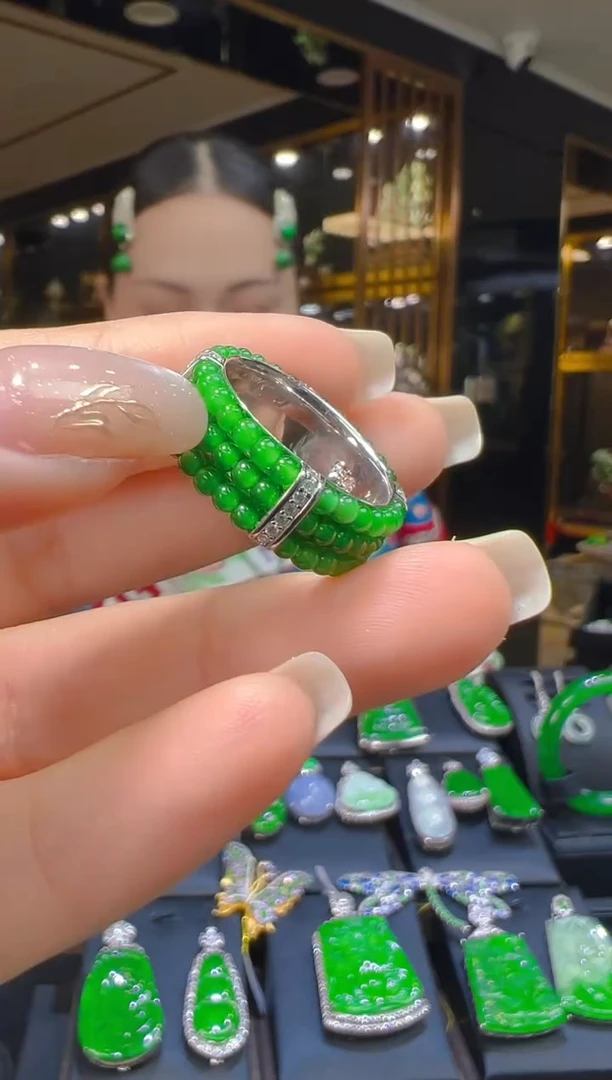 银S925镶嵌戒指翡翠073（多样性发其一）